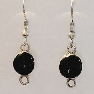 Black Bubble Earrings with Silver Frame
